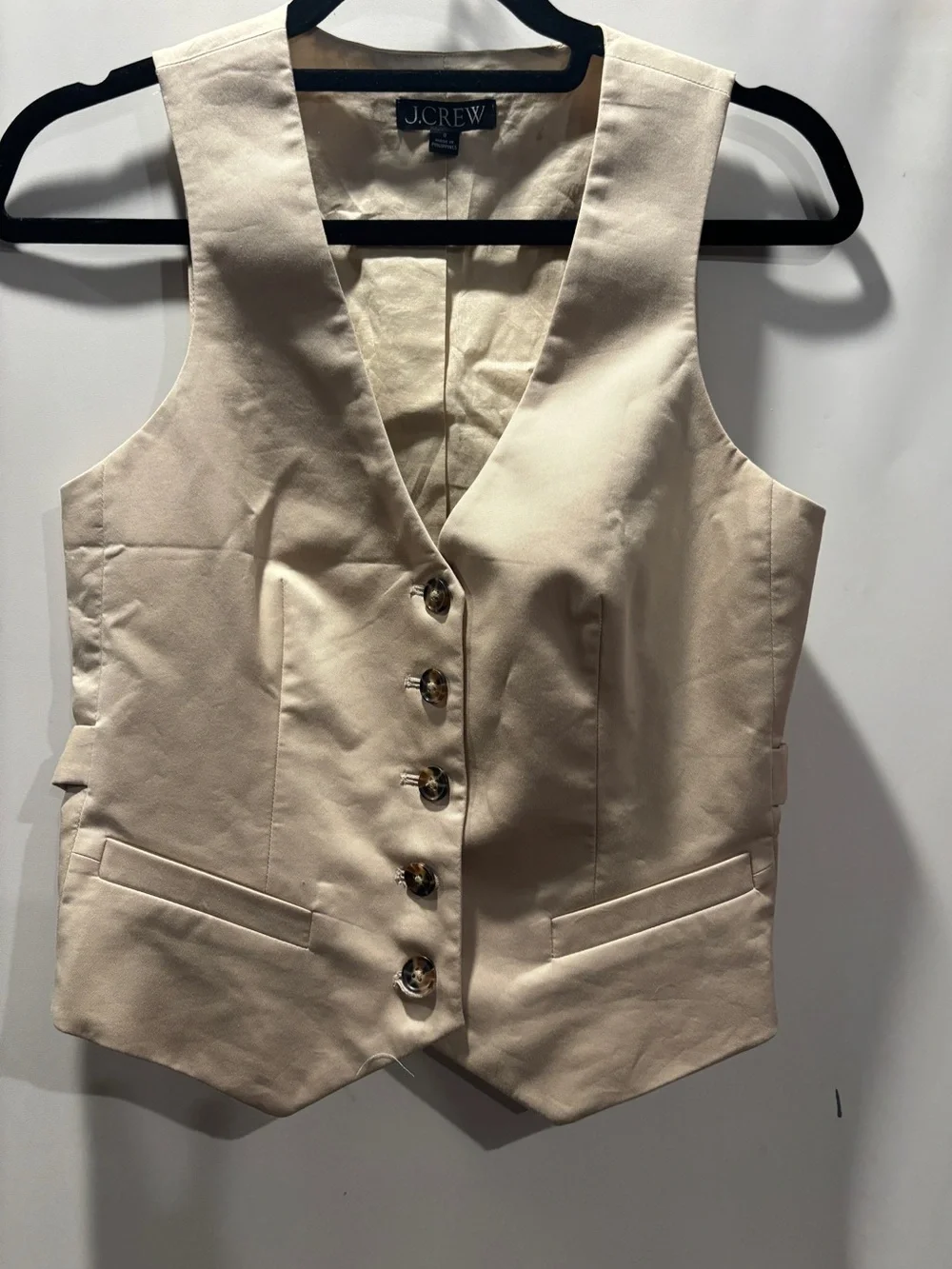 J. Crew Limited-edition slim-fit vest Beige Size Zero 98% Cotton Fully Lined